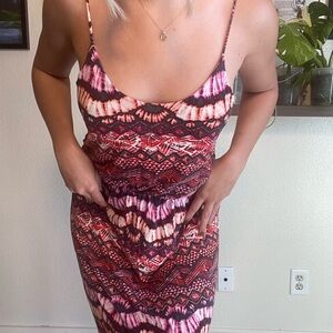 LUSH brand Vibrant Pink and Red Patterned Dress
